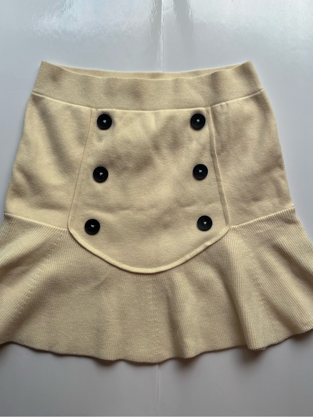 Maeve anthropologie cream beige knit sailor button doll mini skirt knit skirt
